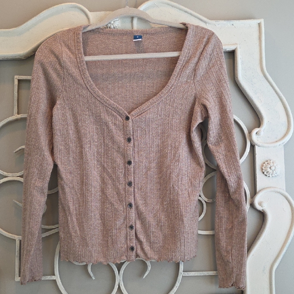 Heathered Button-Up Blouse (Z30)